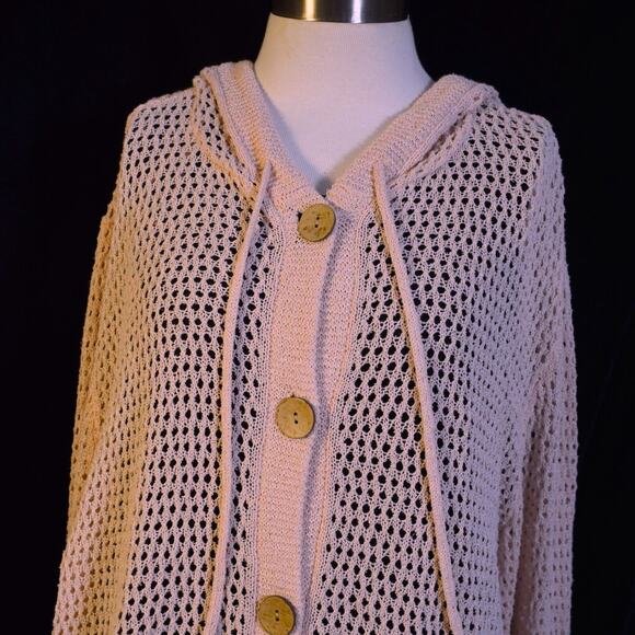 NWT New W/Tag CHARLIE B Pearl Picot Knit Hooded Cardigan Sweater Buttons Size XL - Picture 4 of 9